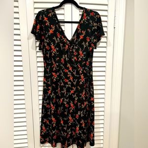 Kaleigh Short Sleeve Dress Black Floral Sz Large